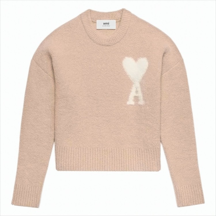 Ami Big Heart Logo Knit Sweater With Relaxed Fit THE LIST