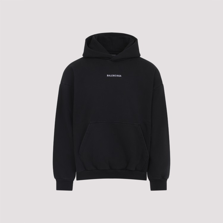パーカー・フーディ Balenciaga Medium Fit Black Cotton Hoodie BALENCIAGA Medium Fit Cotton Hoodie Balenciaga