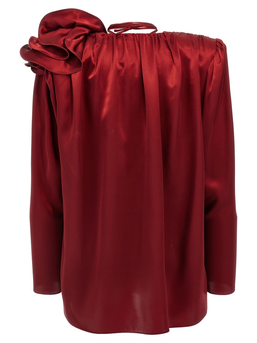 Magda Butrym Silk Blouse With V-neck And Removable Brooch In Red