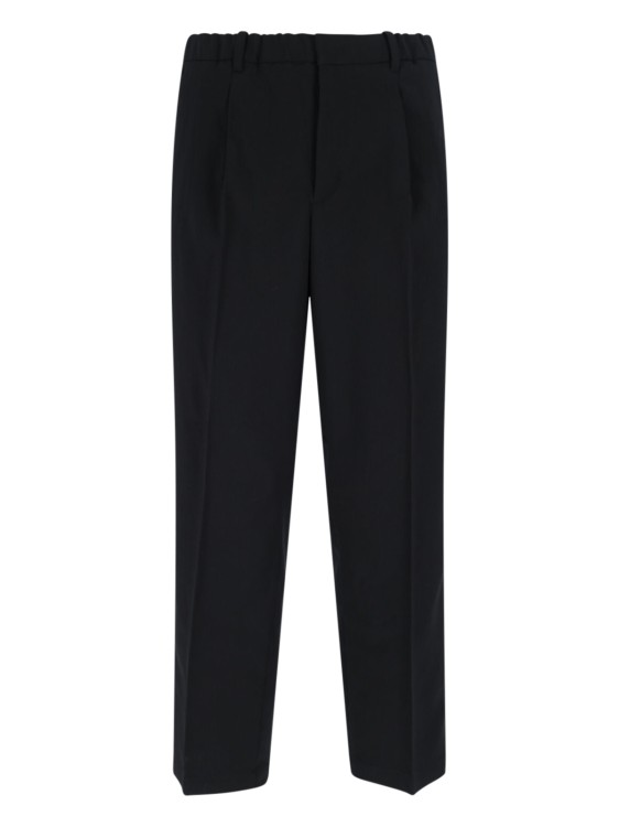 Goldwin High-waisted Straight-leg Trousers With Elastic Waistband In Black