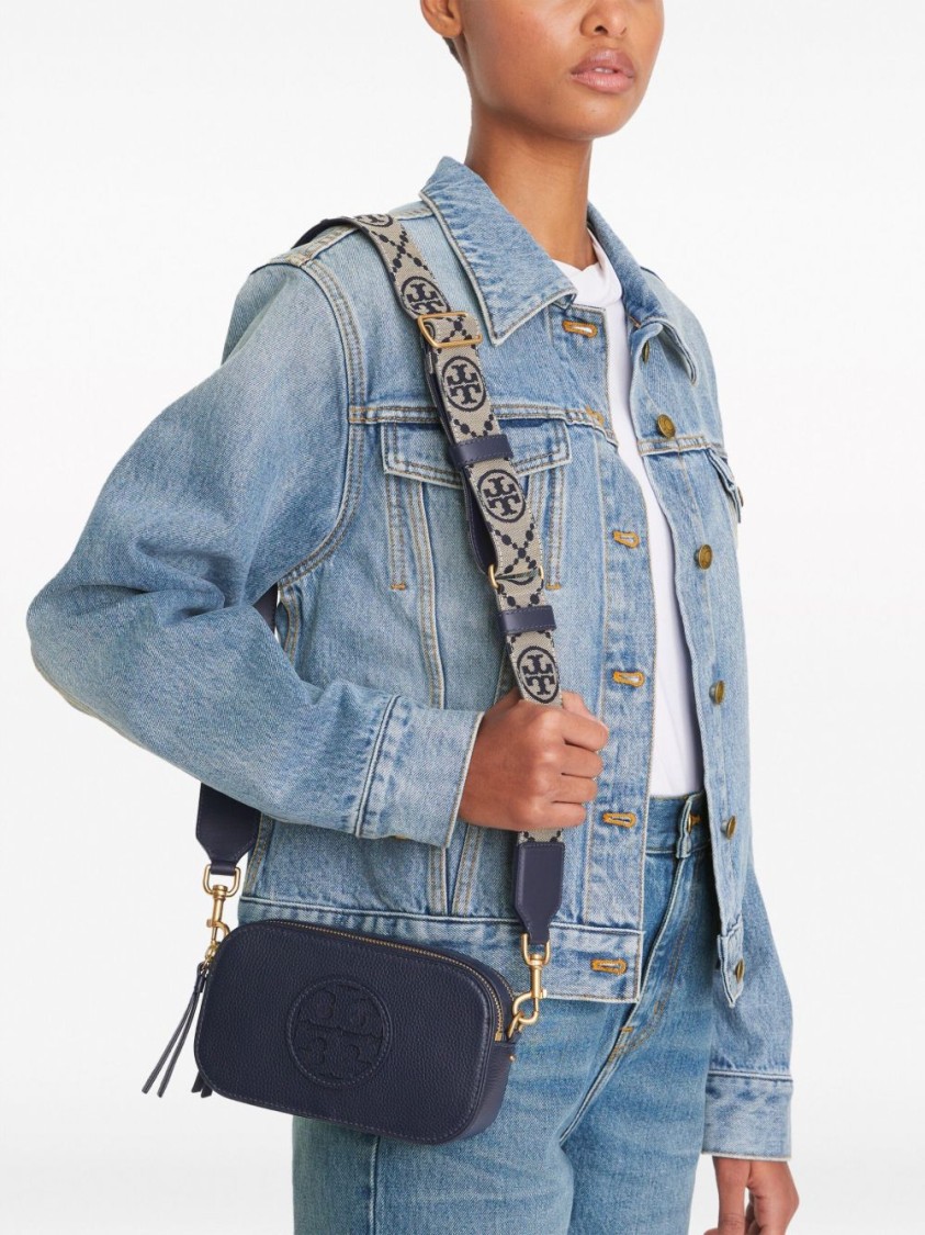 Tory Burch Compact Textured Bag With Logo Emblem