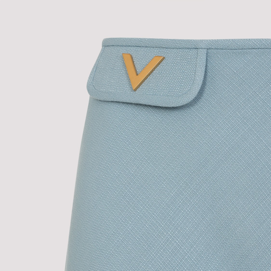Valentino Womens Bluish Grey Vlogo Hardware Flared Woven Midi Skirt In Blue