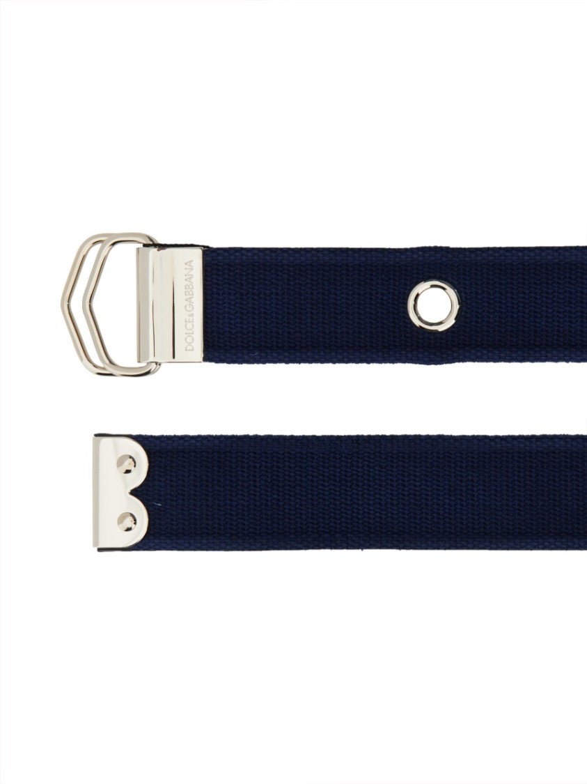 Dolce & Gabbana Logo-print Buckled Belt In Blue