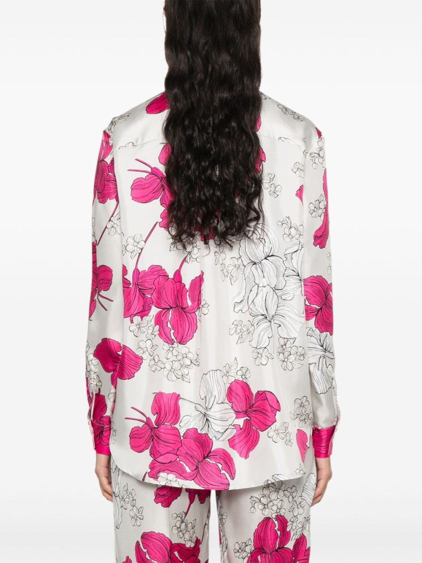 P.a.r.o.s.h Serenella Floral Print Long Sleeves Shirt In Pink