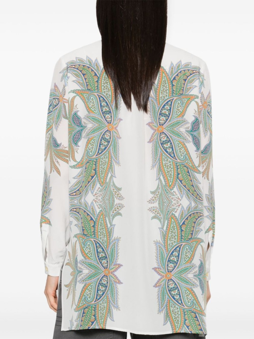 Etro Paisley Print Silk Shirt With Buttoned Cuffs
