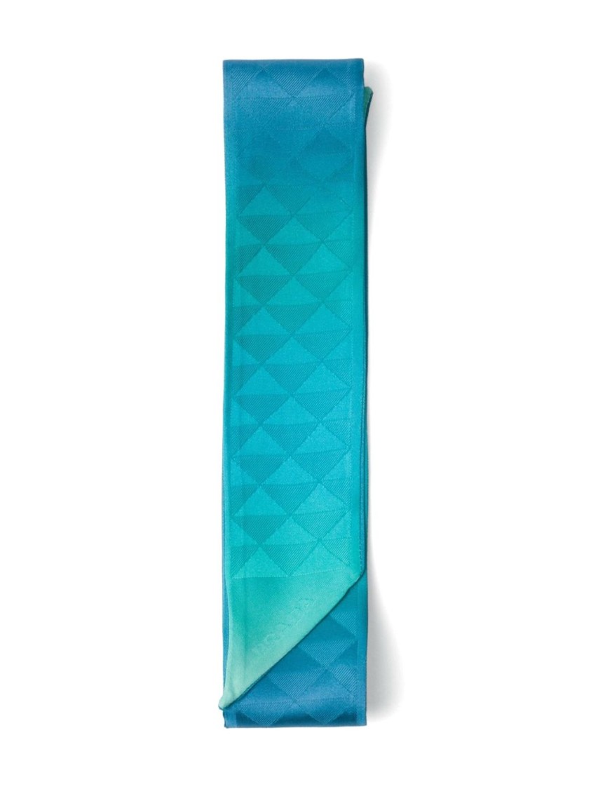 Prada Gradient Turquoise Scarf With Geometric Pattern In Blue