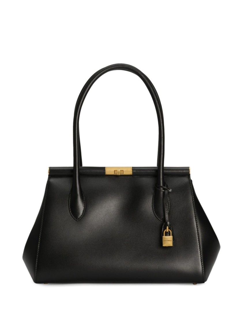 Dolce & Gabbana Structured Black Handbag In Black
