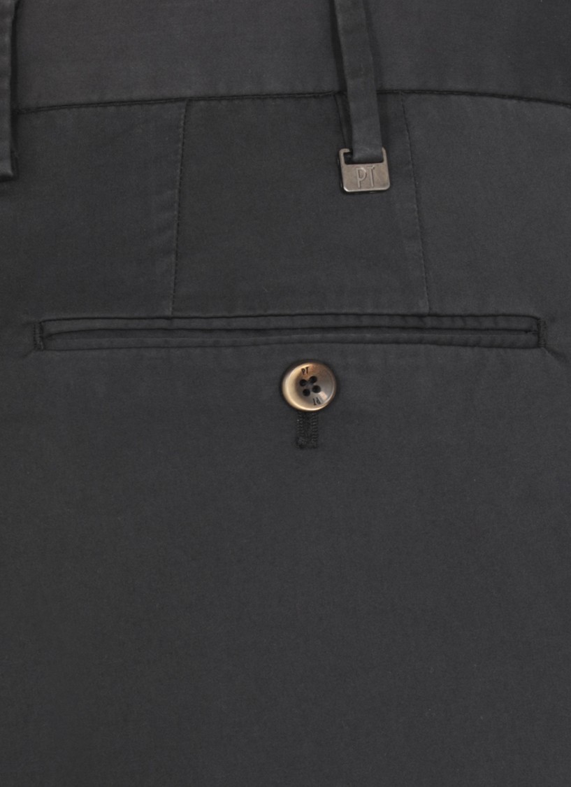 Pt Torino Dark Blue Stretch Wool Pant In Blue