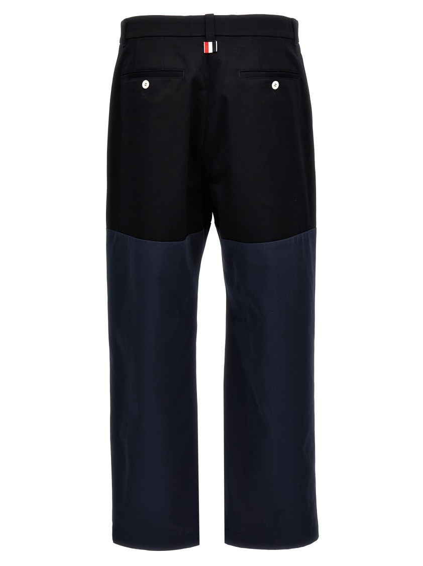 Thom Browne Unconstructed Combo Straight-leg Trousers In Blue