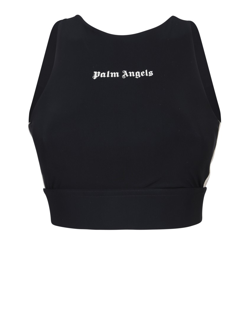 Palm Angels Black Training Crop Sport Top