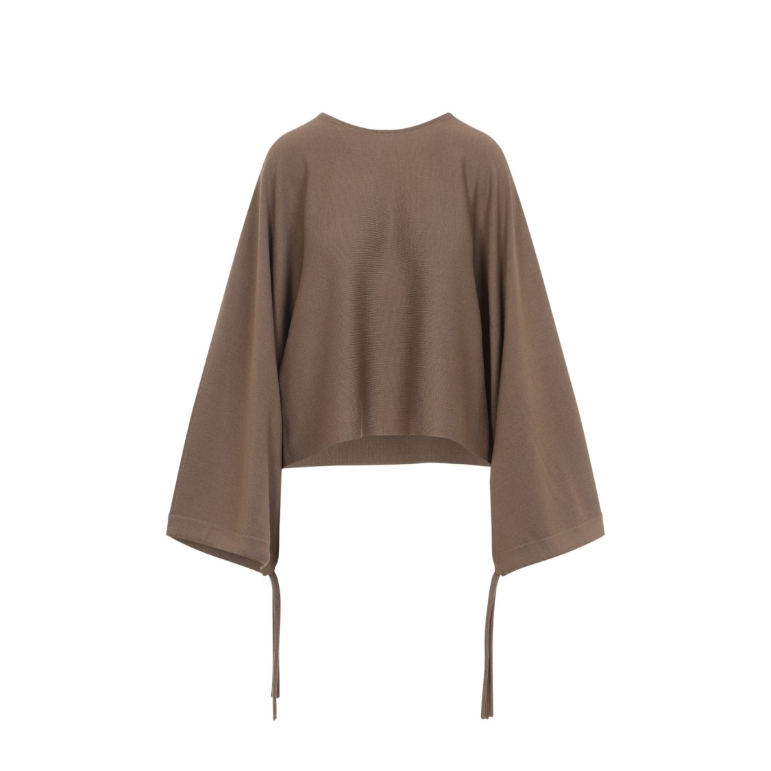 Max Mara Wool Drawstring Cuffs Pullover In Brown
