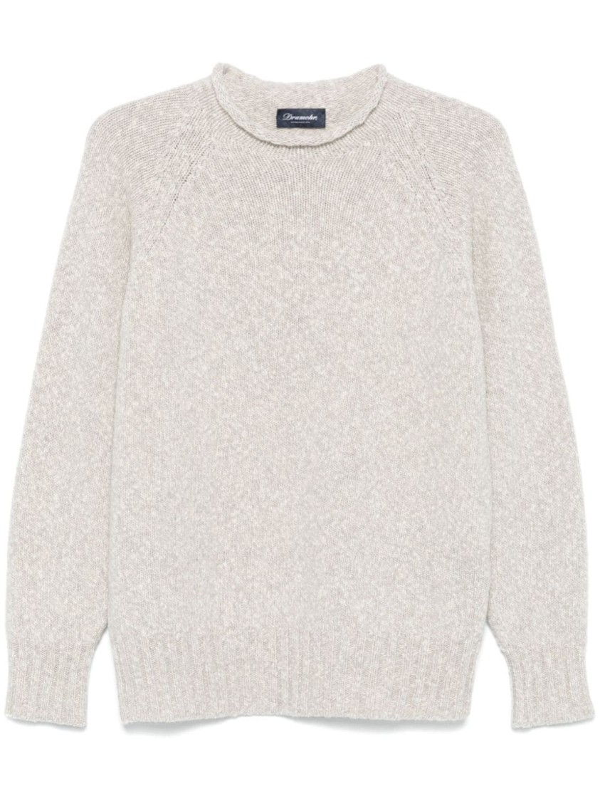 Drumohr Lambswool Crew Neck Sweater With Marl Knit