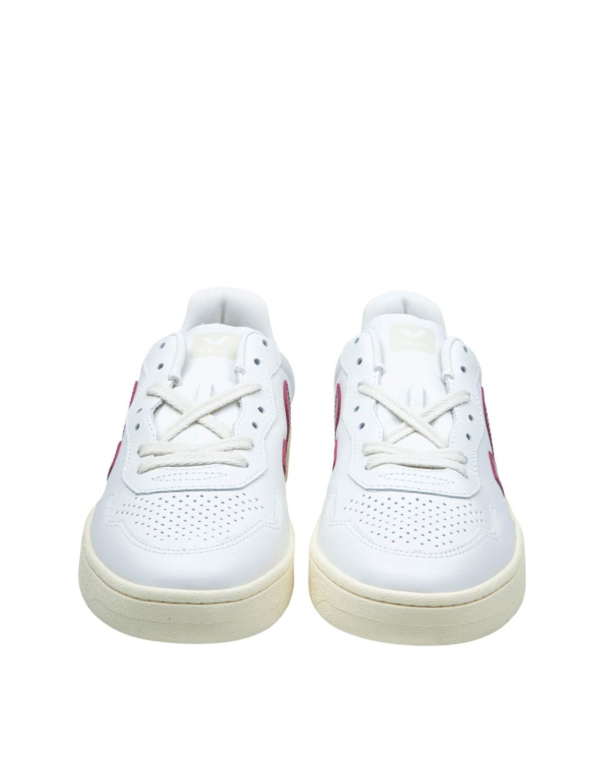Veja Sneakers V-10 In White And Marsala Leather