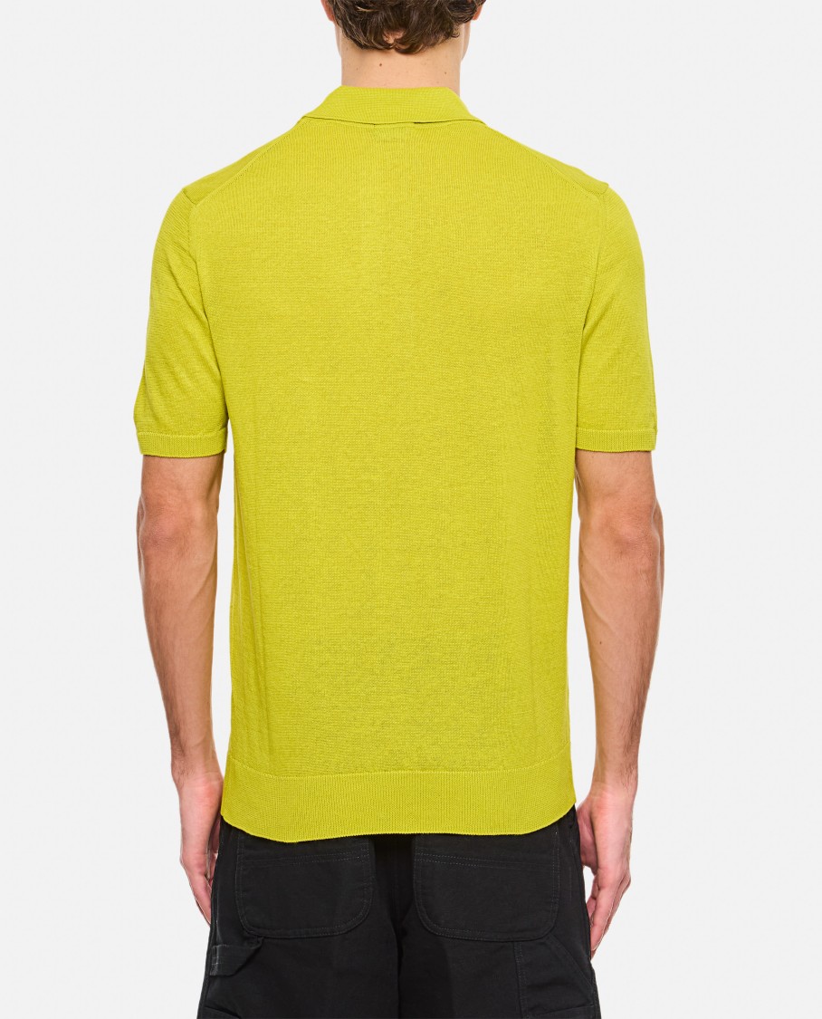 Drumohr Classic Knit Polo Shirt With Pointed Collar In Green