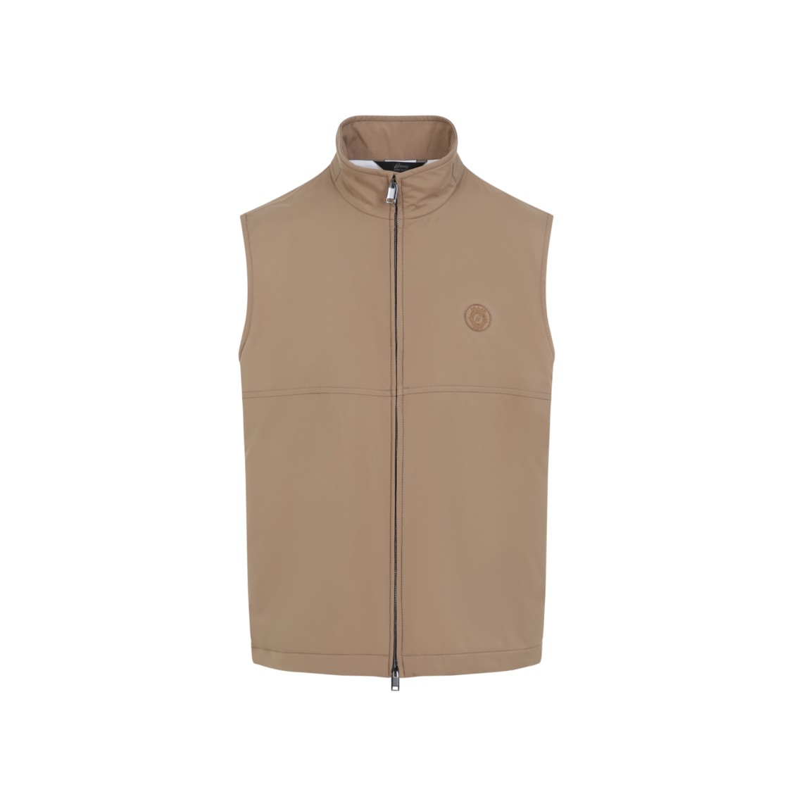 Brioni Logo Zip-up Gilet In Brown