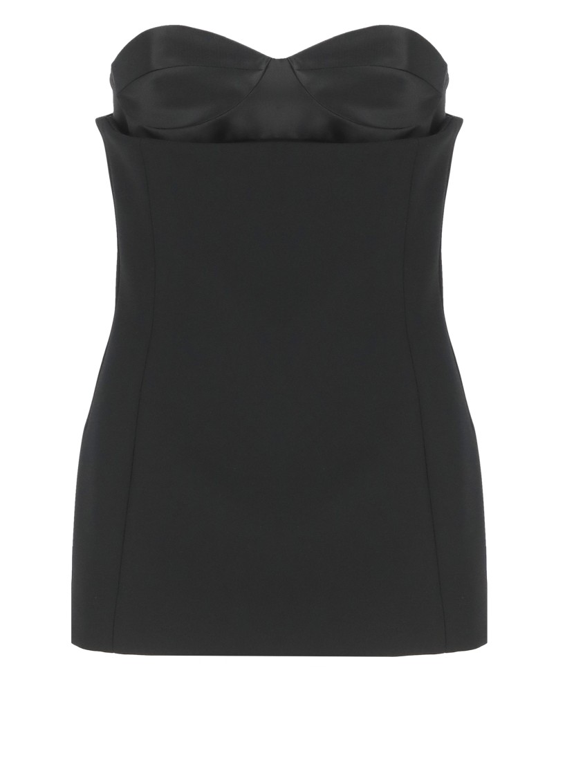 Khaite Sleeveless Top With Glossy Satin Bustier Lining In Black