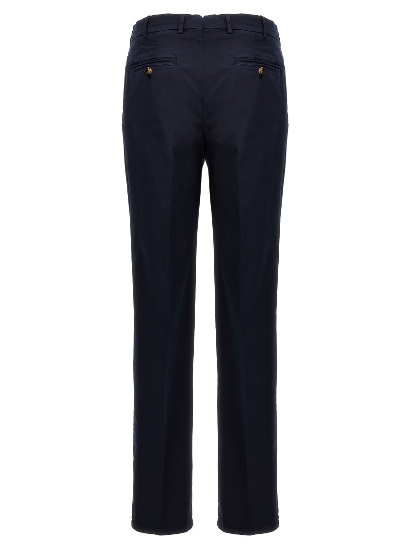 Brunello Cucinelli Tailored Flat Front Pants In Blue Cotton In Blue