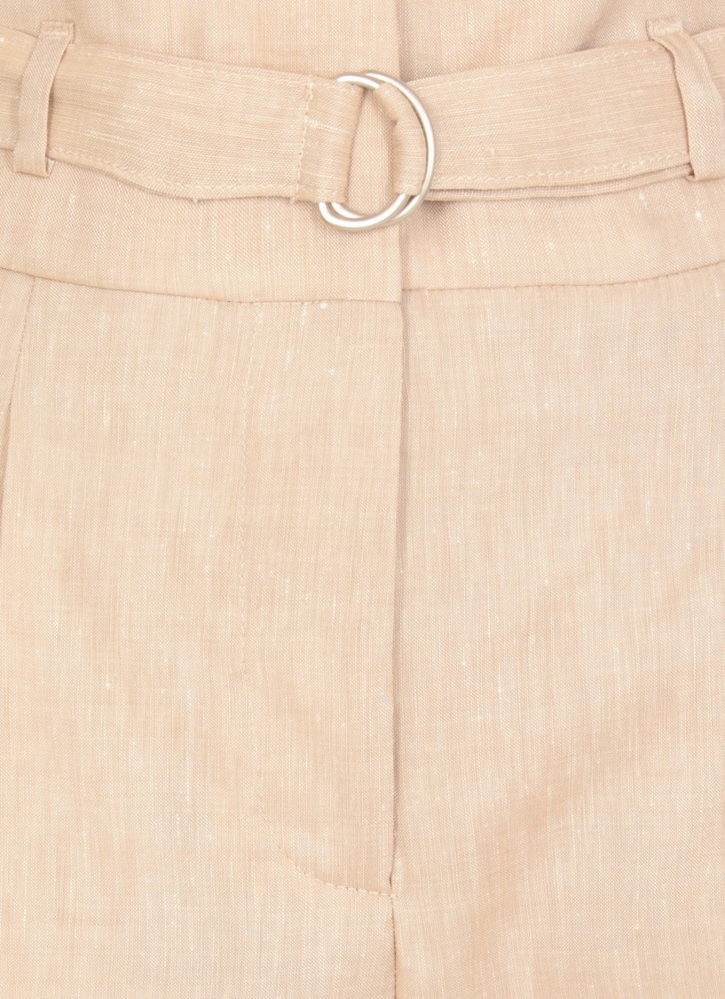 Shop Peserico Beige Linen And Wool Pants