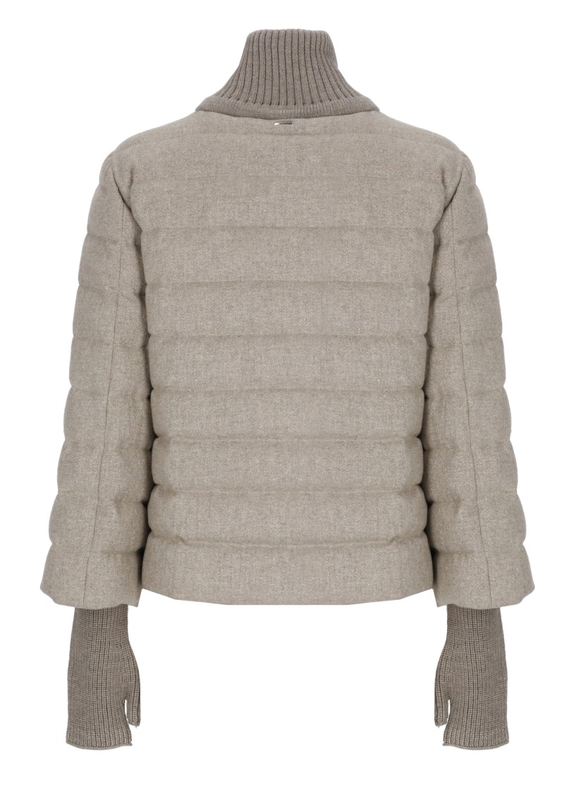 Herno Beige Down Jacket With Drawstring High  Neck And Removable Gloves In Neutral