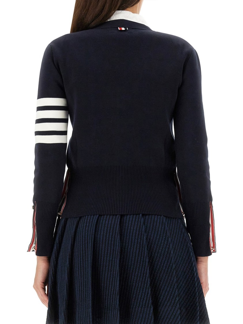 Thom Browne Milano Classic V Neck Fine Merino Wool Cardigan