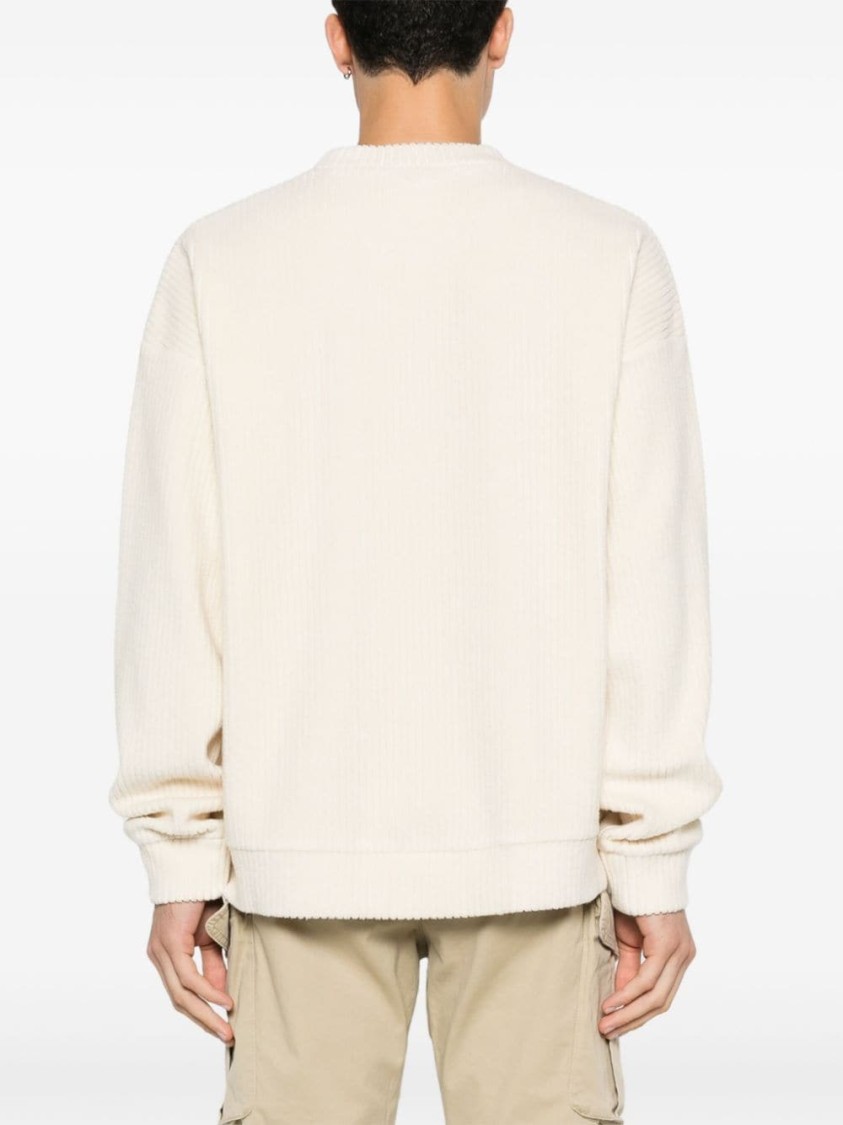 Shop Dsquared2 Relaxed-fit Ribbed Knit Sweater With Subtle Branding In Neutrals