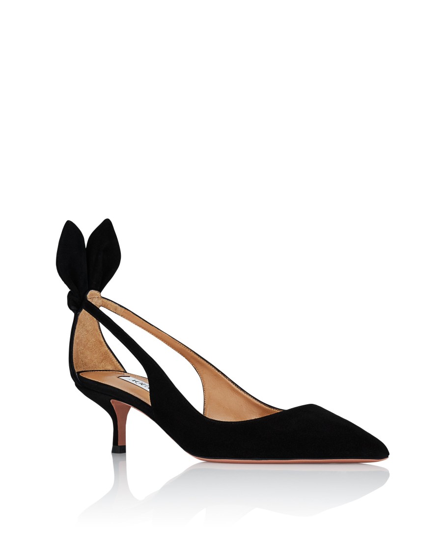Aquazzura 50 Bow-tie Suede Pumps
