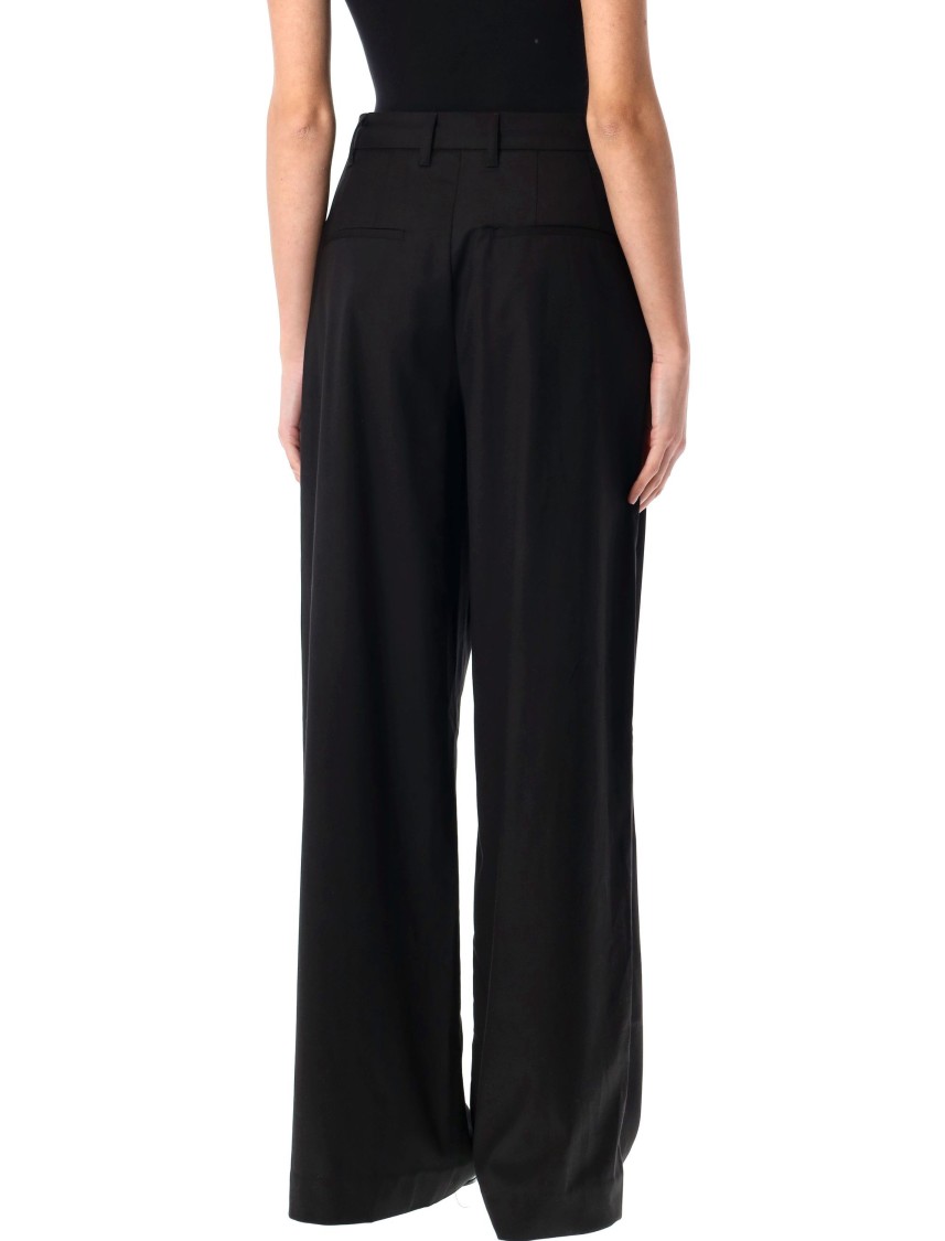 Remain Birger Christensen Wide Leg Pleated Suiting Pant With Back Pockets In Black
