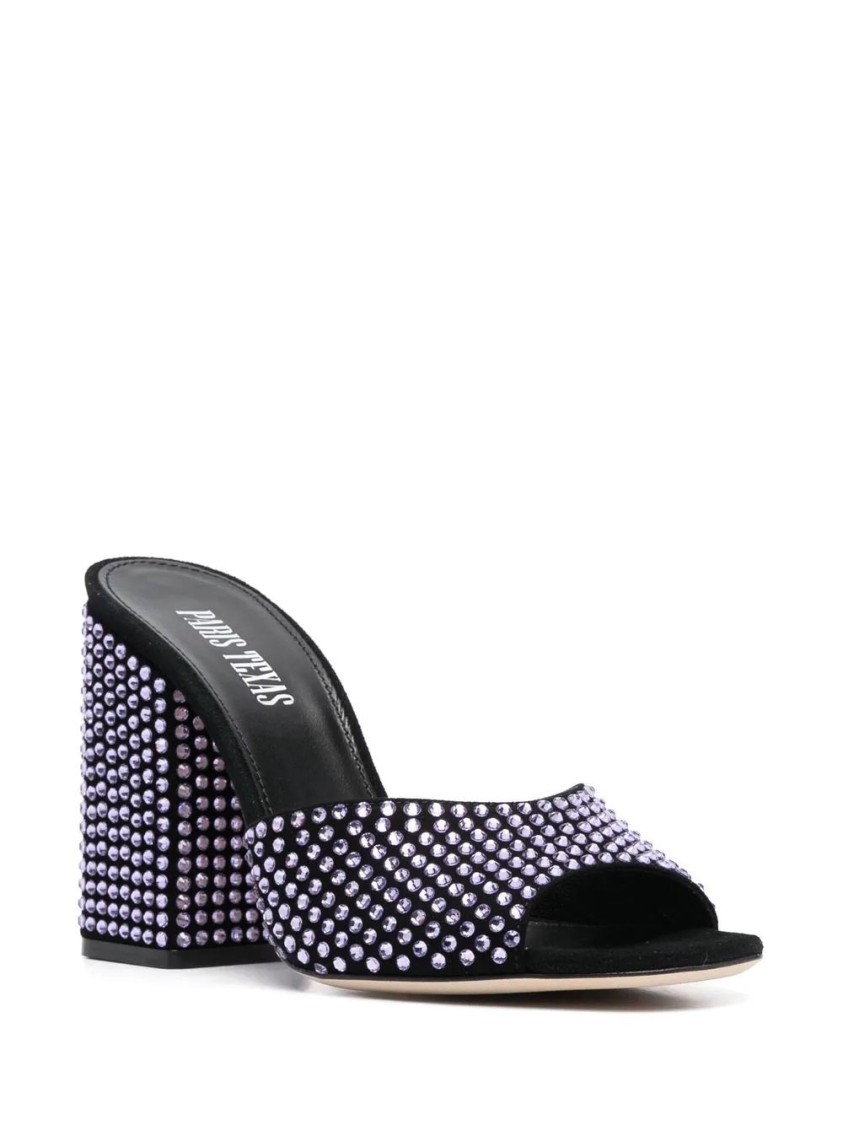 Paris Texas Leather Mules In Black