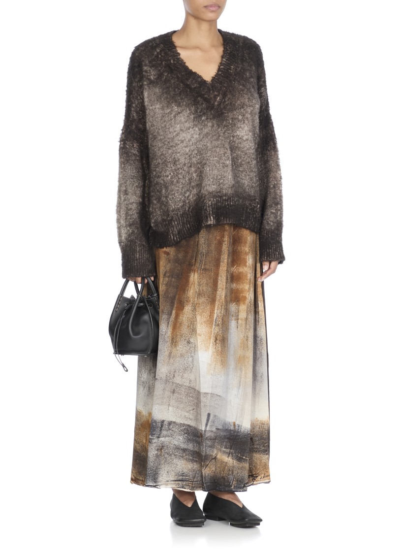 Avant Toi Deep V-neck Cotton Blend Sweater In Gray