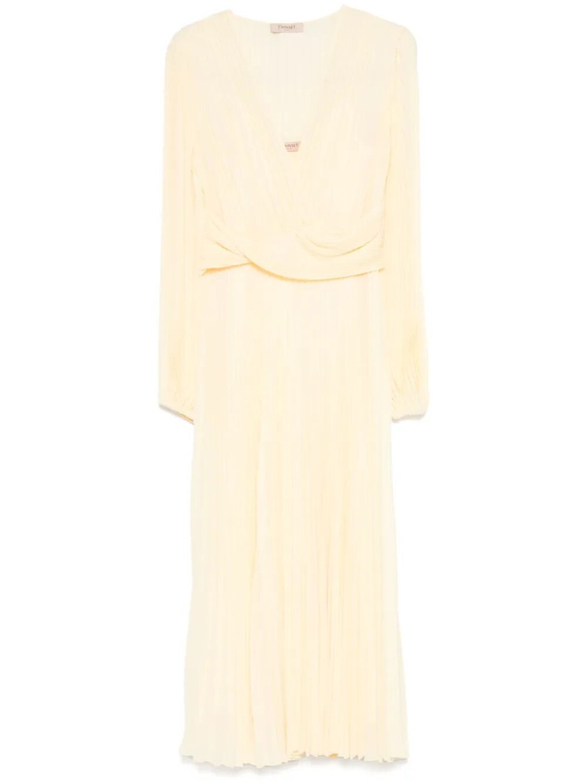 Twinset Twin-set Midi Dress With Deep V-neckline