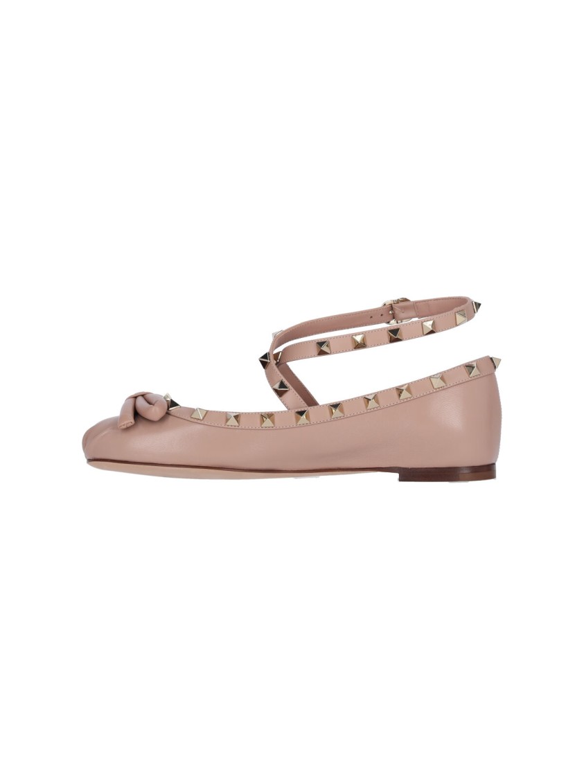 Shop Valentino Garavani Rockstud' Ballerina Flats – Pink