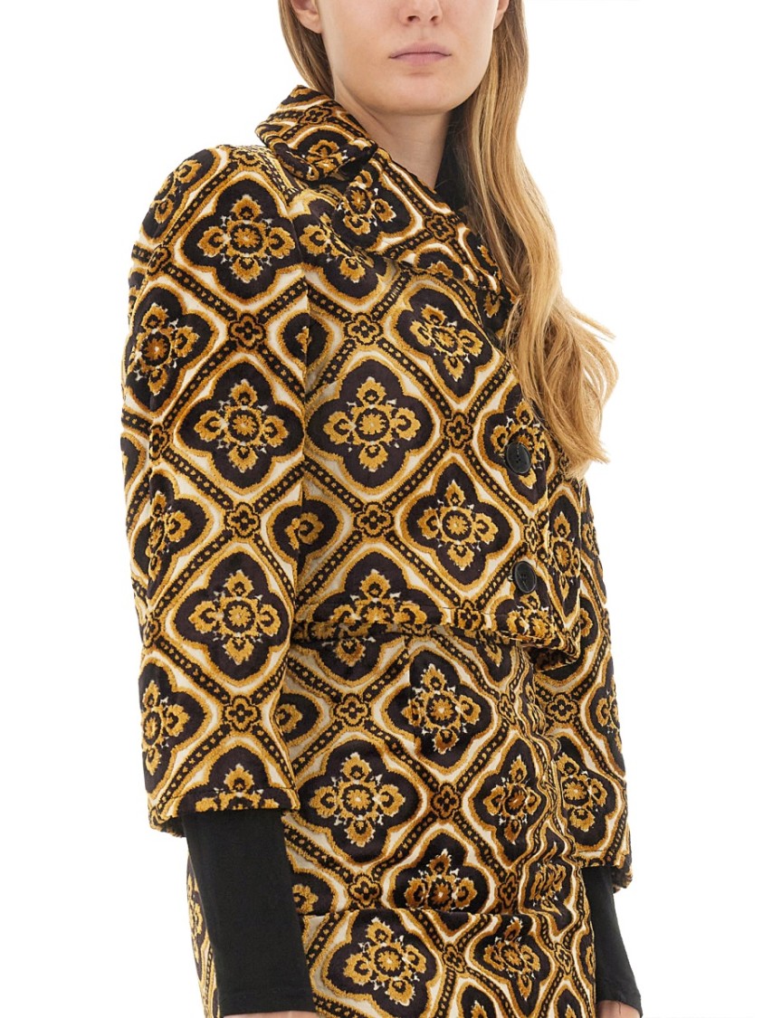 Shop Etro Cropped Jacket In Multicolor