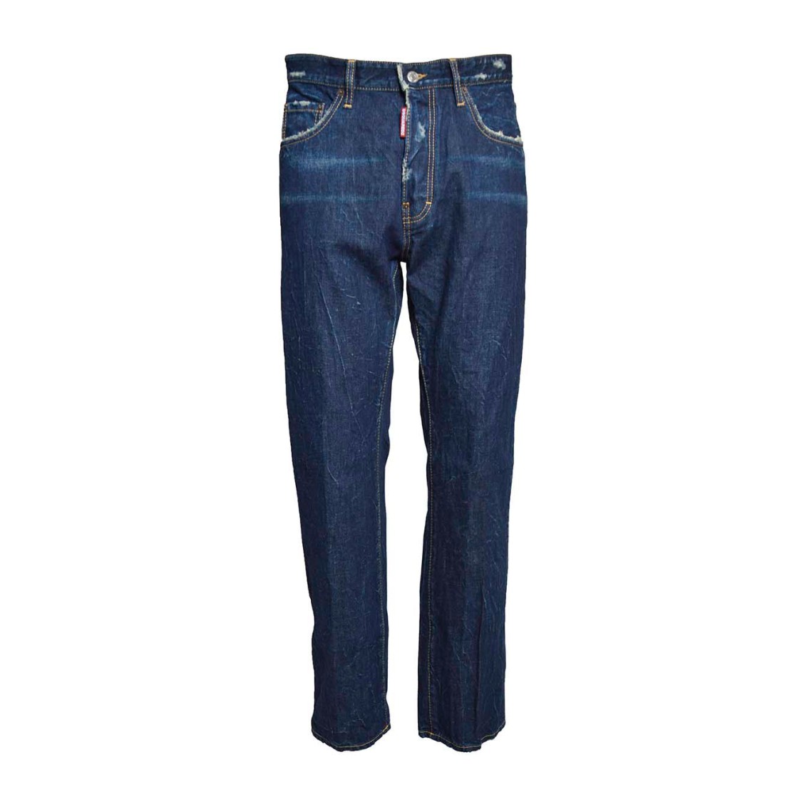 Dsquared2 Blue Jeans With Belt Loops And Logo Patch On The Rear In Black