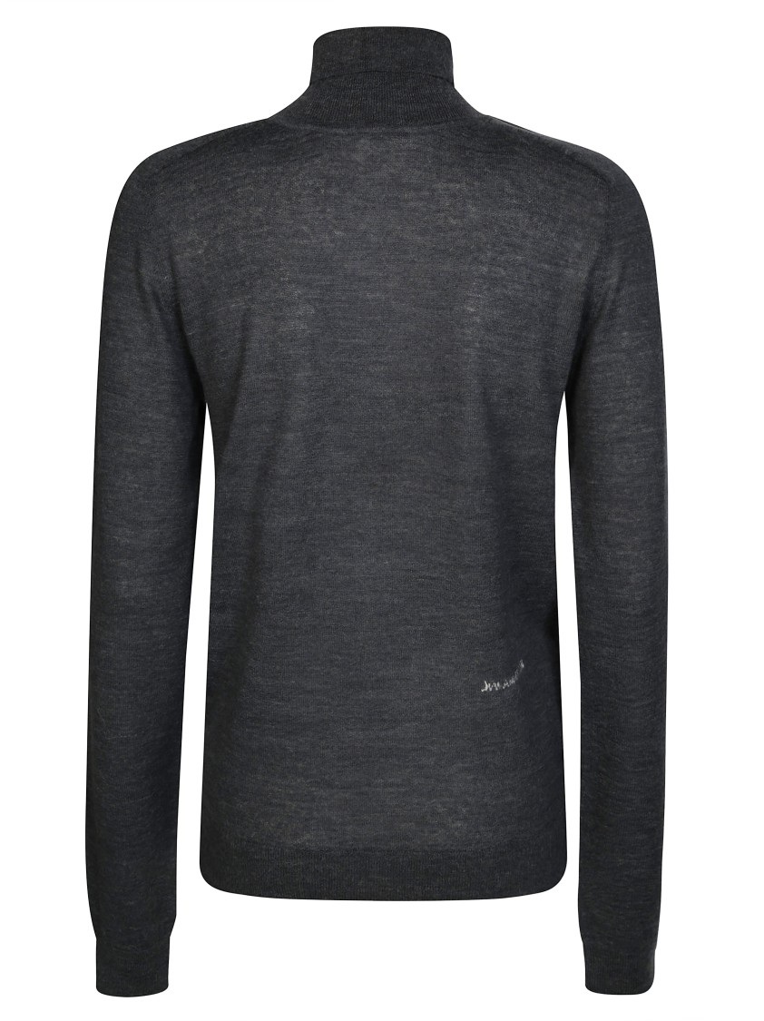 Jw Anderson J. W. Anderson Fitted Grey Turtleneck Jumper In Black