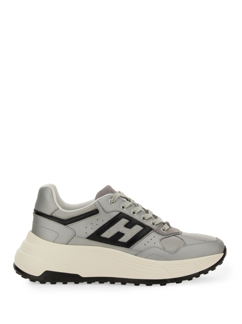 Hogan Side Logo Patch Platform Sneakers In Grey
