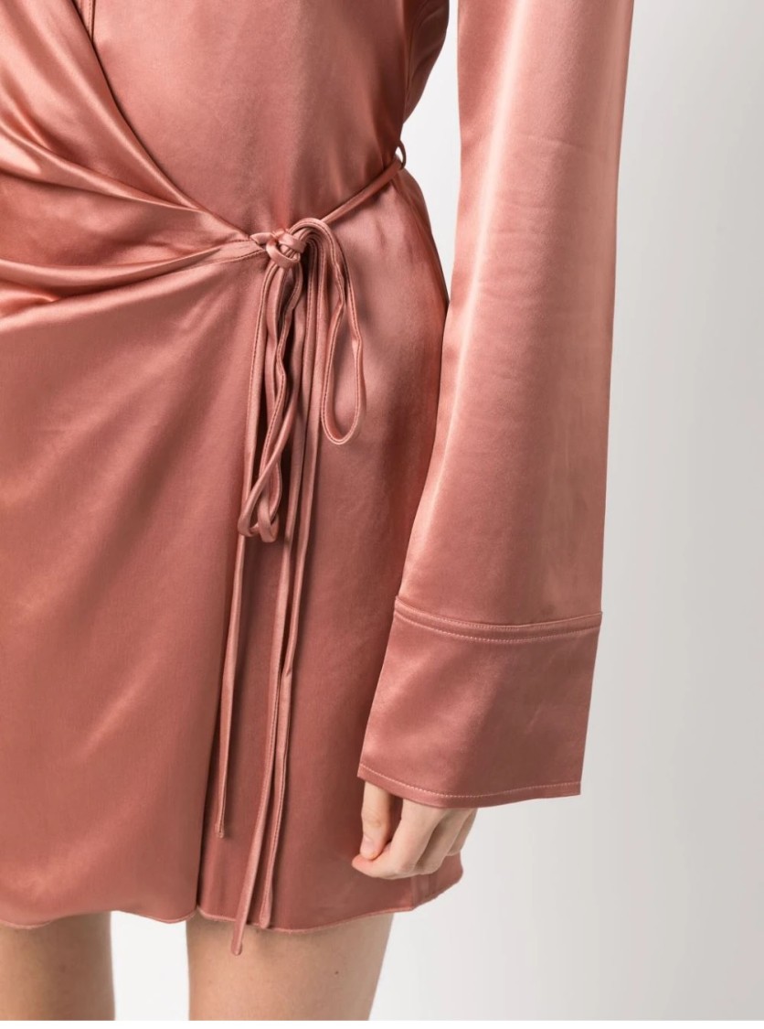 Nanushka Xaviera Wrap Mini Dress in Neutrals | THE LIST