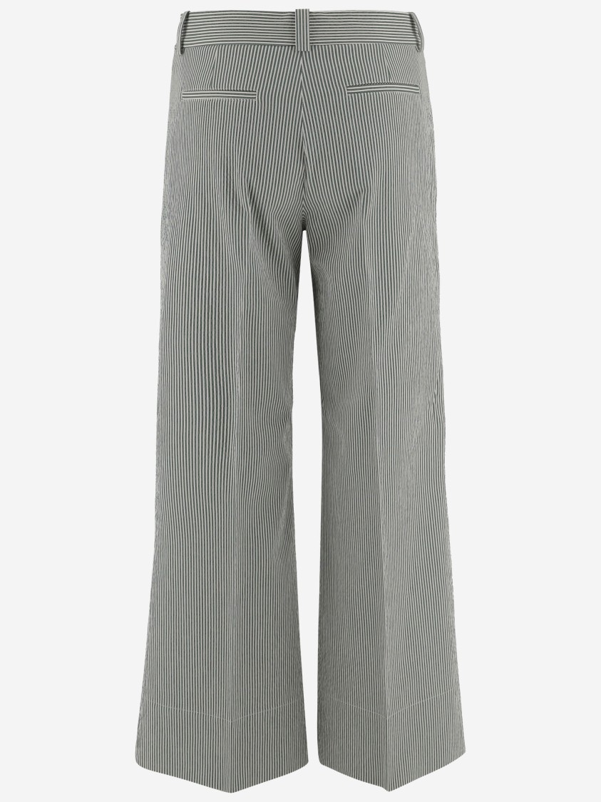 Shop Ql2 Cotton Blend Pants With Striped Pattern In Green
