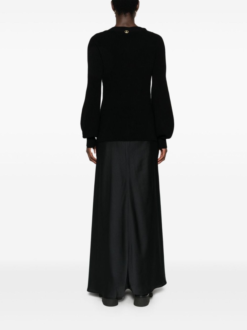 Shop Twinset Twin-set Twin-set Maxi Dress With Elegant Layered Design And Luxurious Fabric Blend In Black