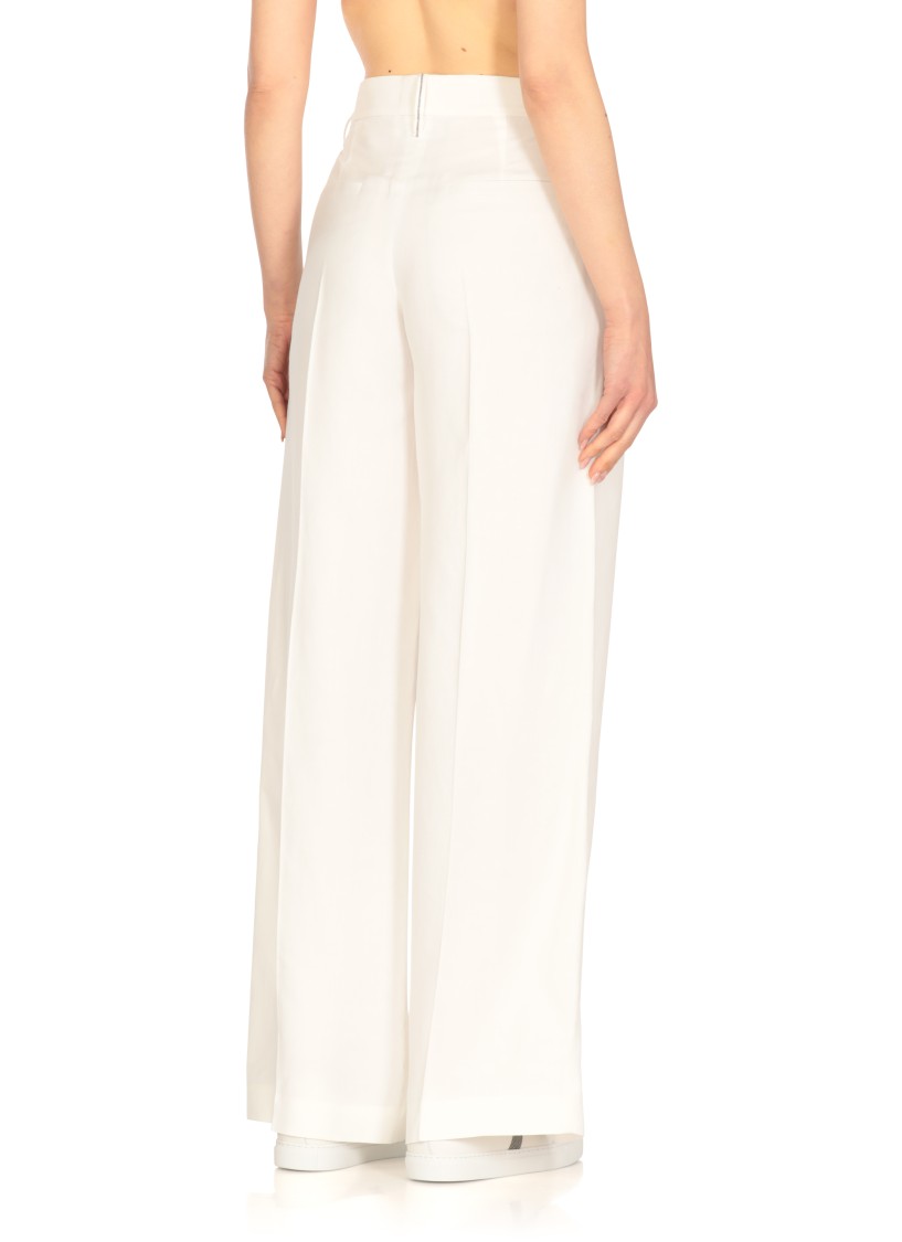 Brunello Cucinelli White Linen And Viscose Pants In White