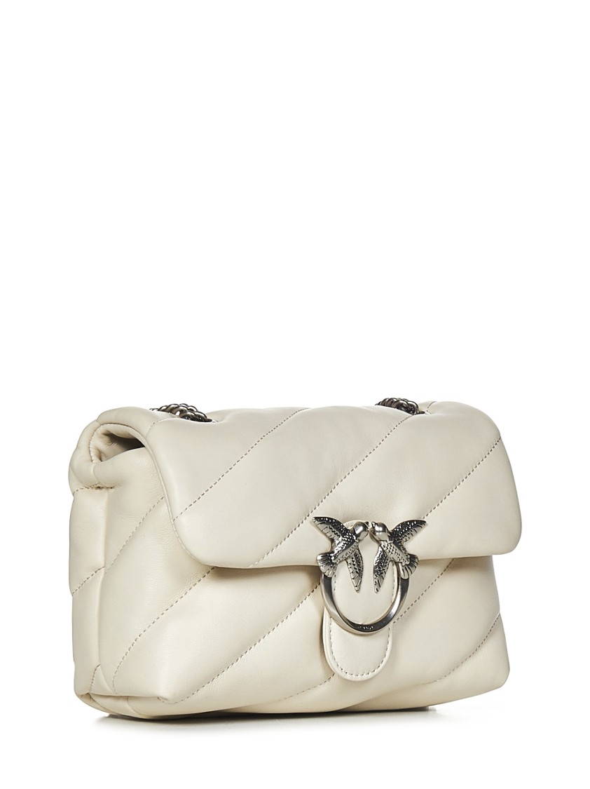 PINKO PINKO MINI SLANTED-QUILTED NAPPA BAG WITH LOGO BUCKLE AND CHAIN STRAP