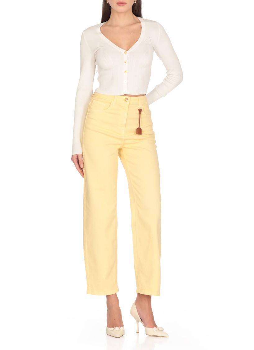 ELISABETTA FRANCHI ELISABETTA FRANCHI IVORY VISCOSE BLEND CARDIGAN