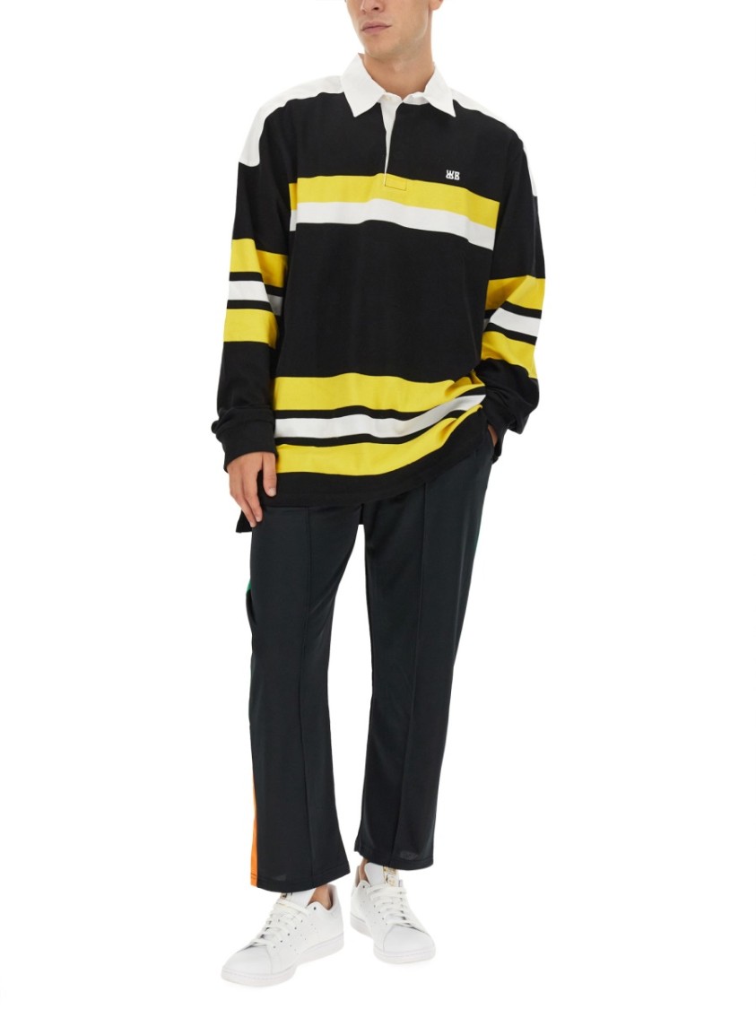 Shop Wales Bonner Polo Shirt With Stripe Pattern