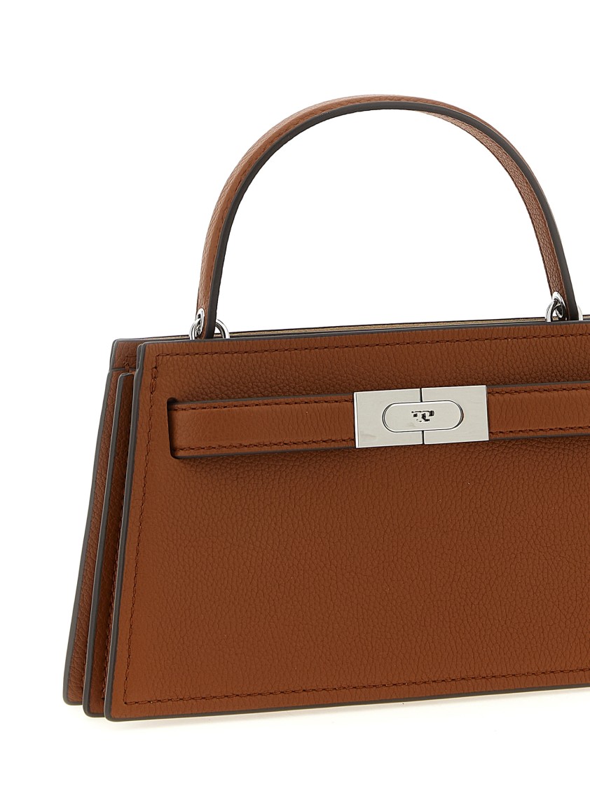 Tory Burch Mini Lee Radziwill Leather Top-handle Handbag In Brown