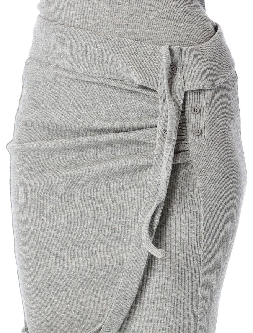 Ottolinger Ribbed Mini Skirt With Asymmetric Hem And Deconstructed Straps In Grey