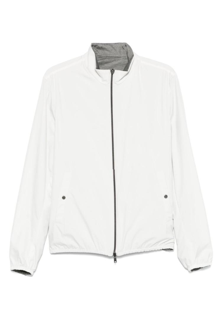 Herno Reversible Nylon And Cotton Jacket With Double Slider Zip Closure