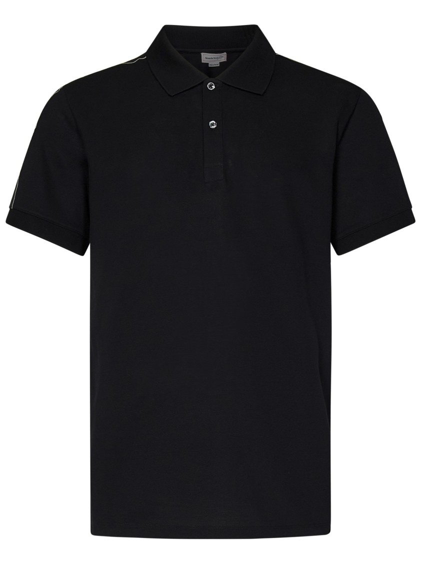 Alexander Mcqueen Organic Cotton Piquet Polo Shirt In Black