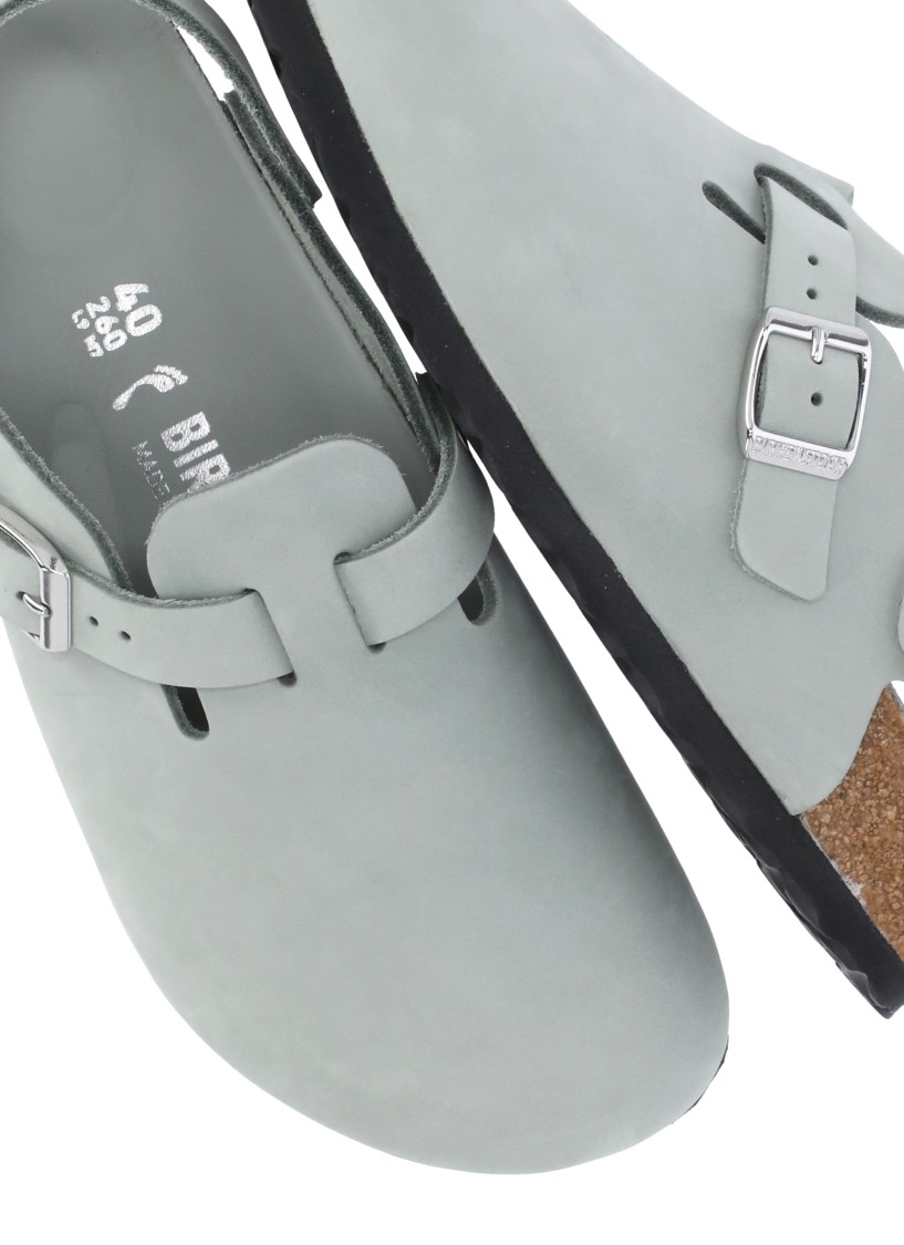Birkenstock 'tokio' Light Blue Mules With Buckles On The Front And Back In Gray