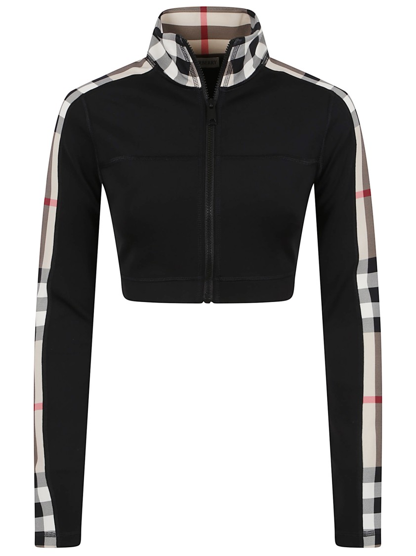 Burberry Cropped Stretch Jersey Sweatshirt In Black