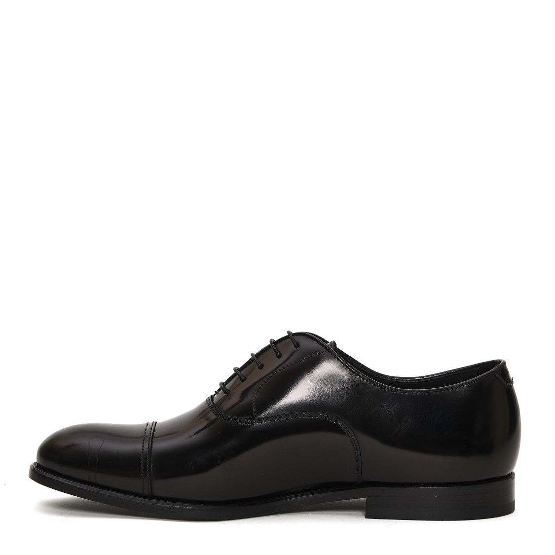 Doucal's High-shine Black Oxford Shoes With Lace-up Fastening In Black