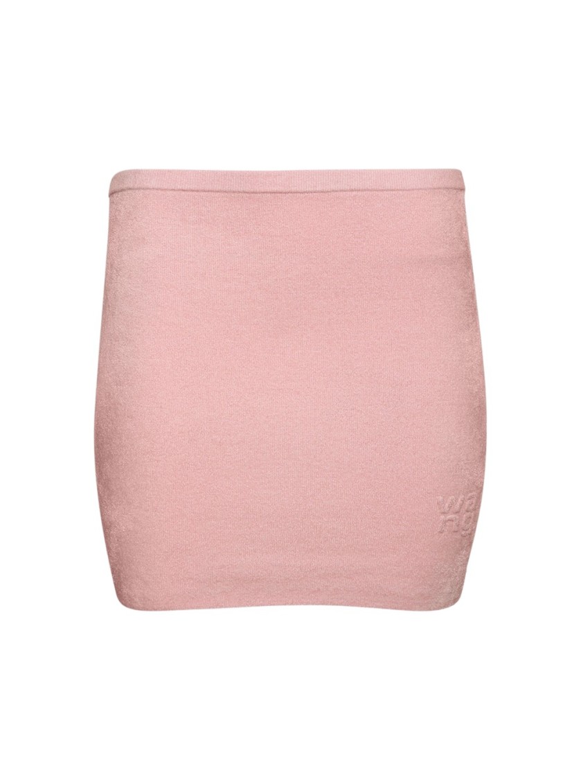 Shop Alexander Wang T T By Alexander Wang Embossed Logo Mini Skirt Light Pink